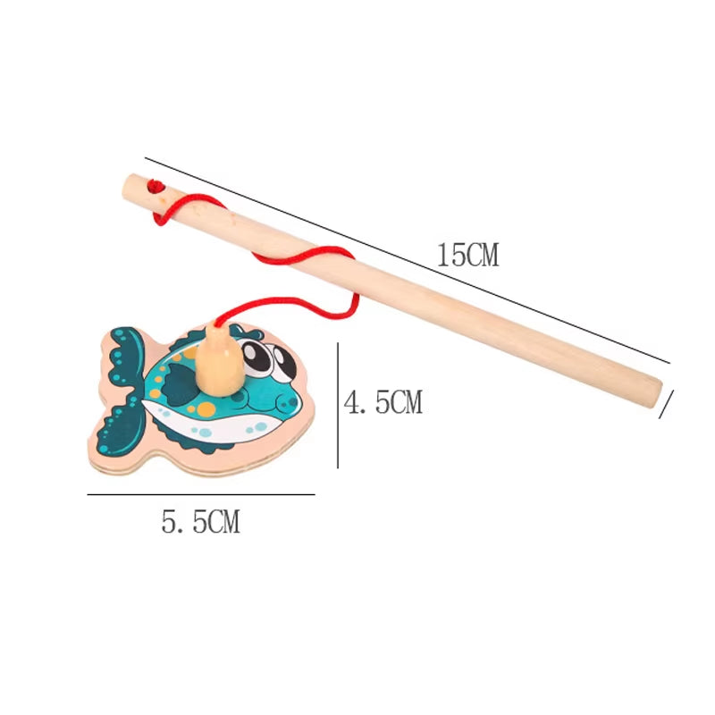 Montessori Wooden Fishing Toys for Children Magnetic Marine Life Cognition Fish Games Parent-Child Interactive Educational Toy