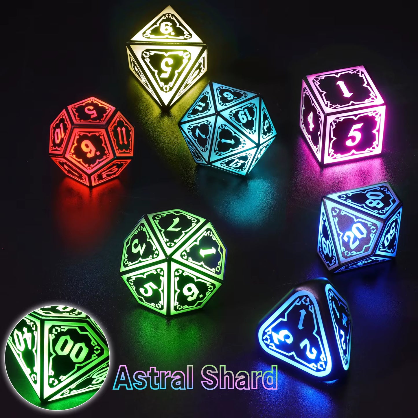 DND Dice Wireless Charging LED Dice Rechargeable Light up Dice Set with Charging Box for Dungeons and Dragons Role Playing Game