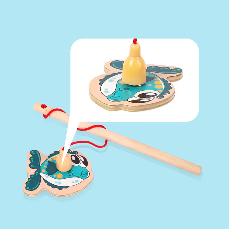 Montessori Wooden Fishing Toys for Children Magnetic Marine Life Cognition Fish Games Parent-Child Interactive Educational Toy