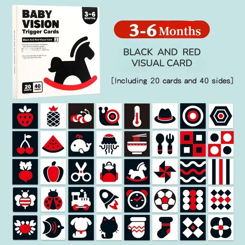 Montessori Baby Vision Stimulation Cards Black White High Contrast Card Stimulate Newborn Visual Early Educational Learning Toys