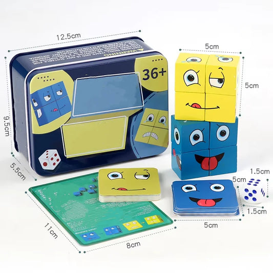 Face Change Expression Puzzle for Kids Building Blocks Montessori Cube Table Games Early Educational for Children Kids Toys Gift