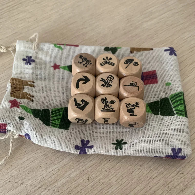 Story Dice Board Game Puzzle Telling Story Family/Party/Friends Parents with Bag