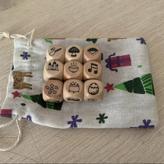 Story Dice Board Game Puzzle Telling Story Family/Party/Friends Parents with Bag